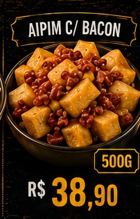 Aipim com bacon, R$ 38,90, 500g