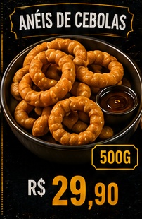 Anéis de cebola, R$ 29,90, 500g