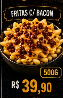 Fritas com bacon, R$ 39,90, 500g