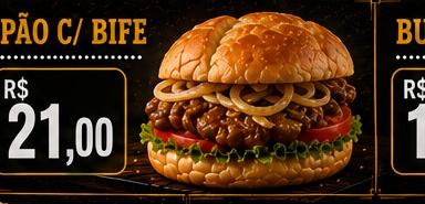 Pão com bife, R$ 21,00